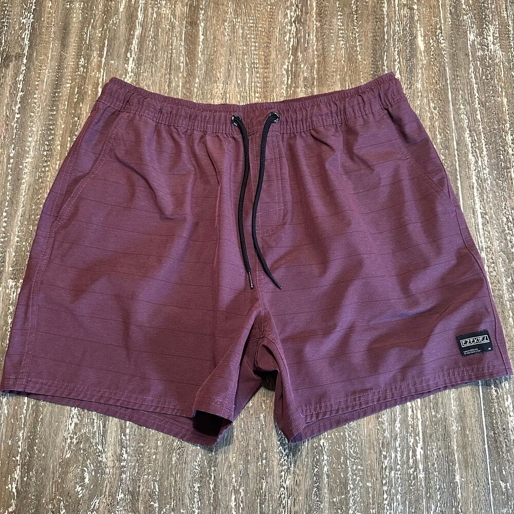 Ezekiel Drawstring Shorts Polyester Spandex Red Crimson Maroon Menβs Size 34